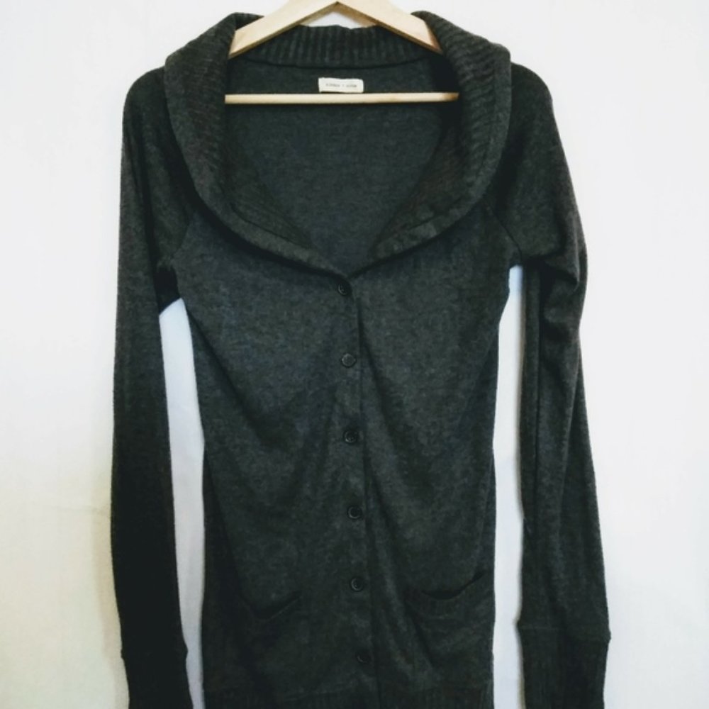 UO Silence + Noise Grey Button Down Cardigan